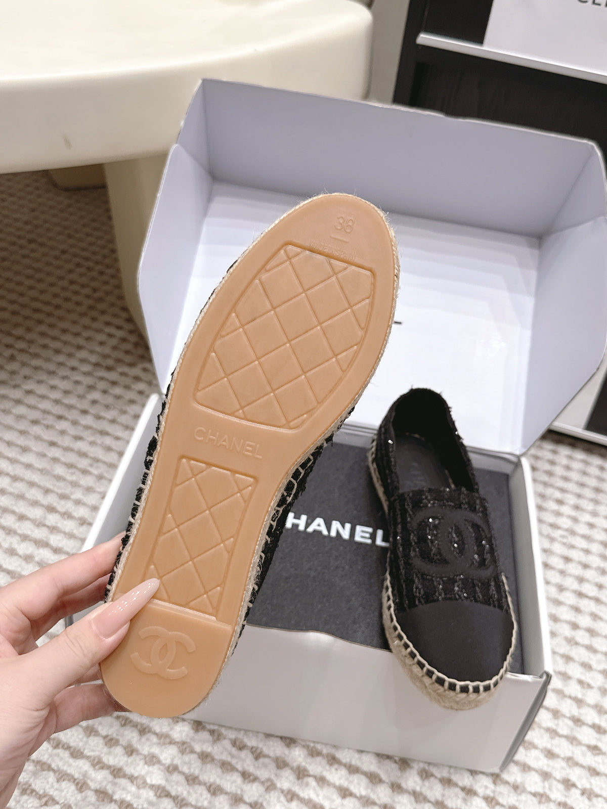 CC 26S Slip-Ons in Black Tweed and Patent Calfskin