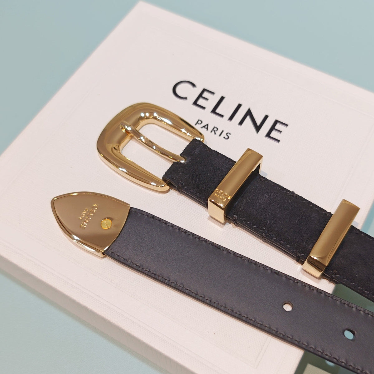 Celine 2026 Medium Western Belt 25mm Suede 194535