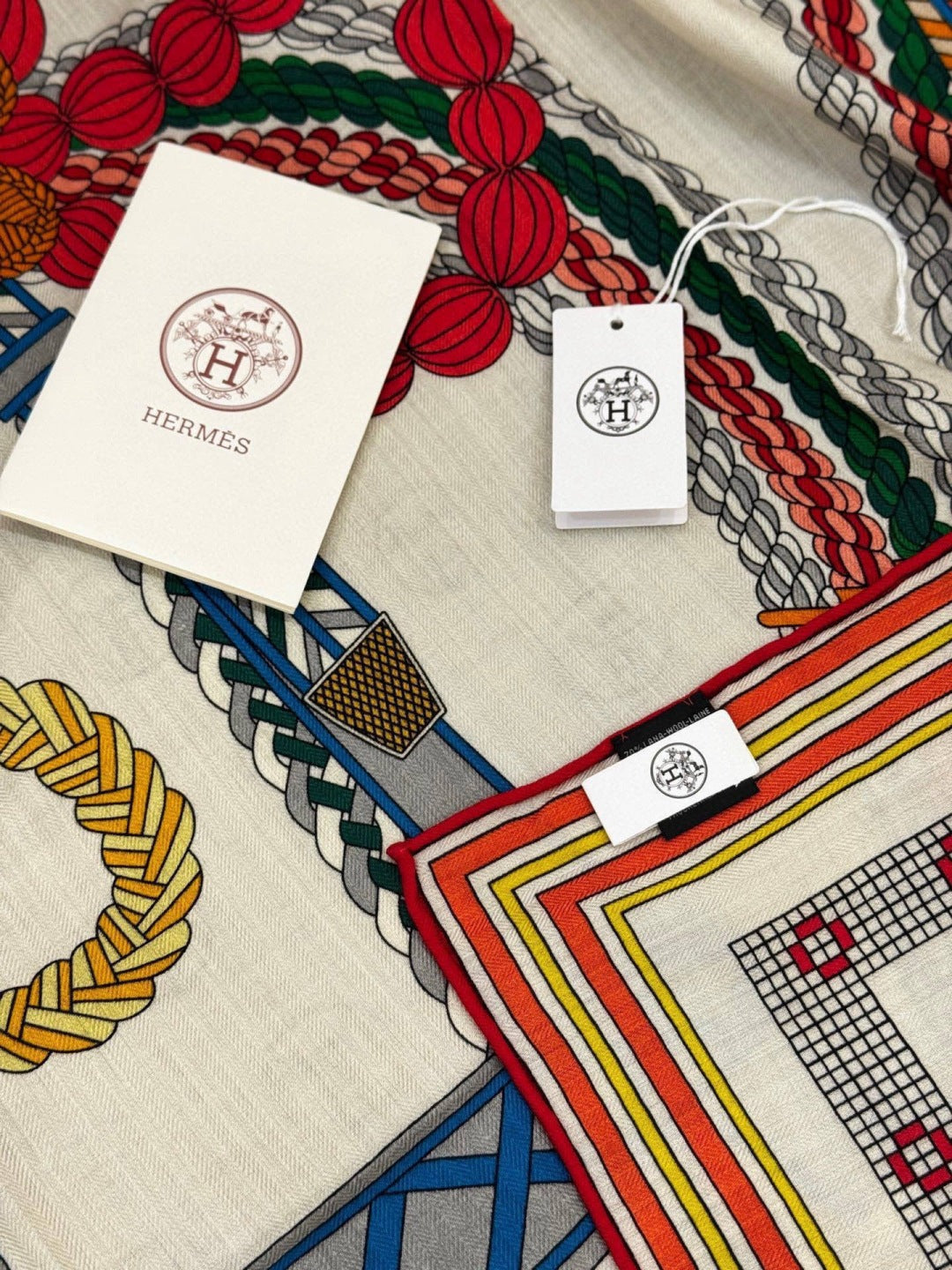 Hermès 2026 Tout en Tresse Scarf 140cm Colorful Silk And Cashmere 218144