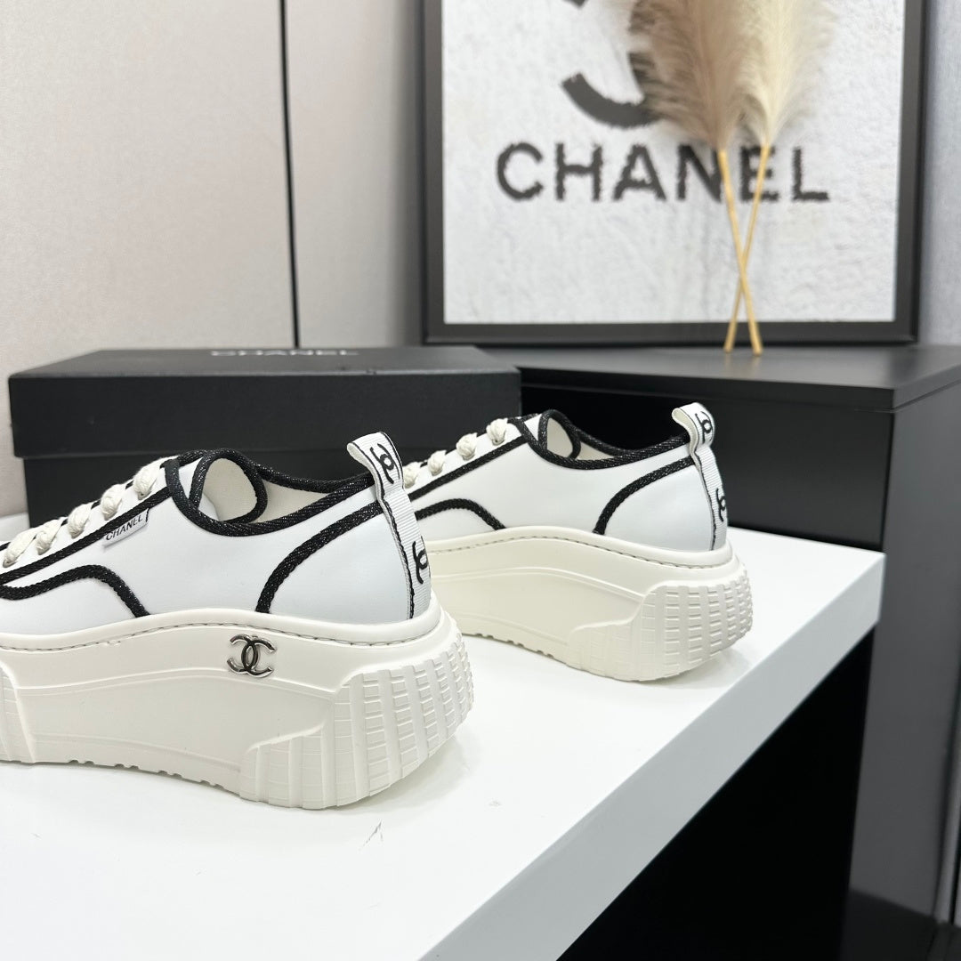 CC 26S Chunky Sneakers in White Calfskin