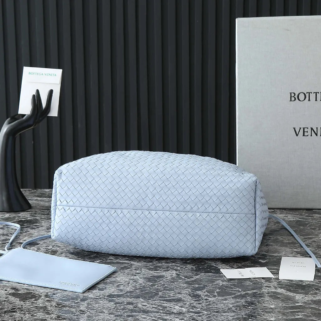 BV Pinacoteca Bag 43cm Sky blue Intrecciato Calfskin & Suede