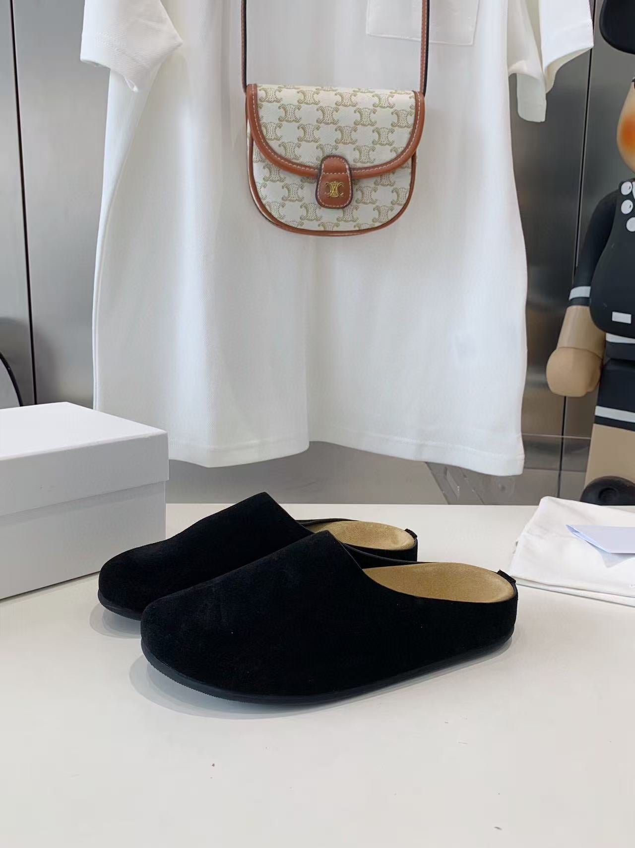 The Row Hugo Mules Black Suede