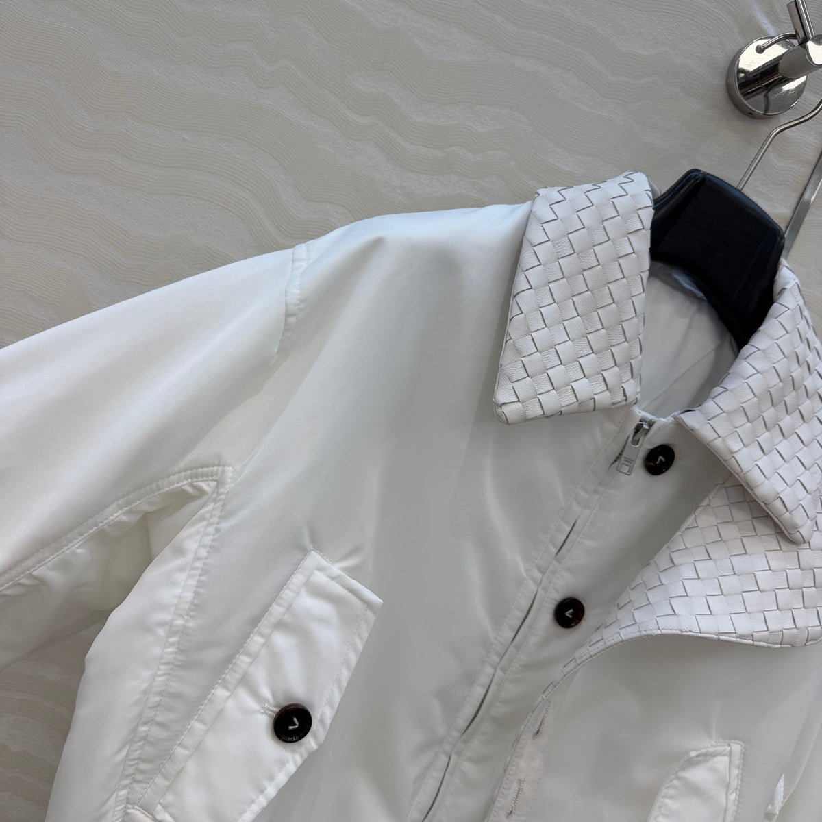 BV 26S Intrecciato Collar Padded Bomber Jacket Polyester 435629