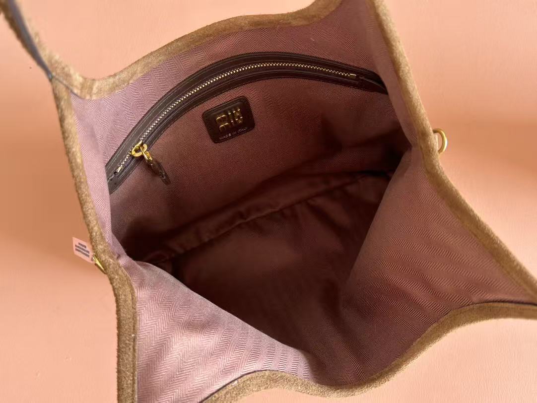 Miu IVY Hobo Bag Brown Suede