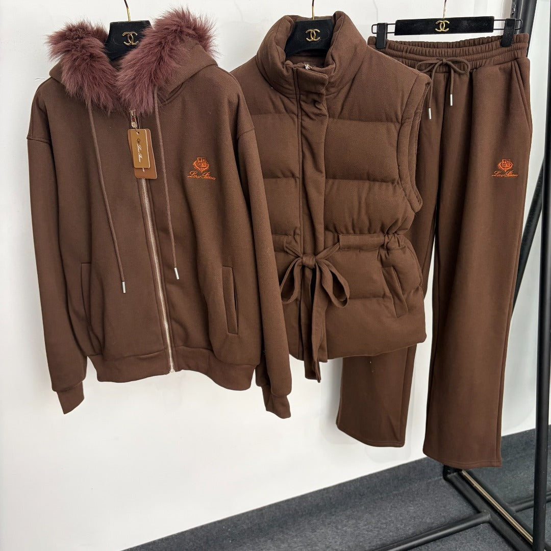 LP 26s Three-piece Fur-trim Hooded Tracksuit 989
