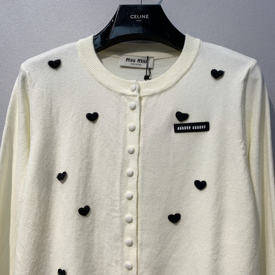 Miumiu 2026 Heart Motifs Cardigan Wool 421231