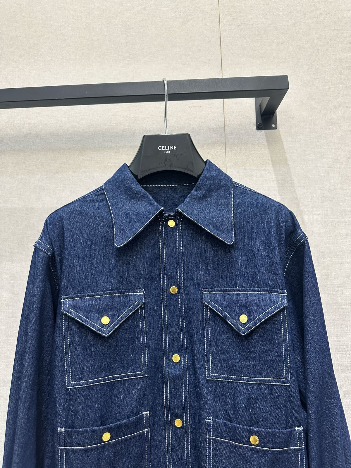 CE 26S Denim Shirt Triomphe Ring Pocket Dark Blue Cotton 437704