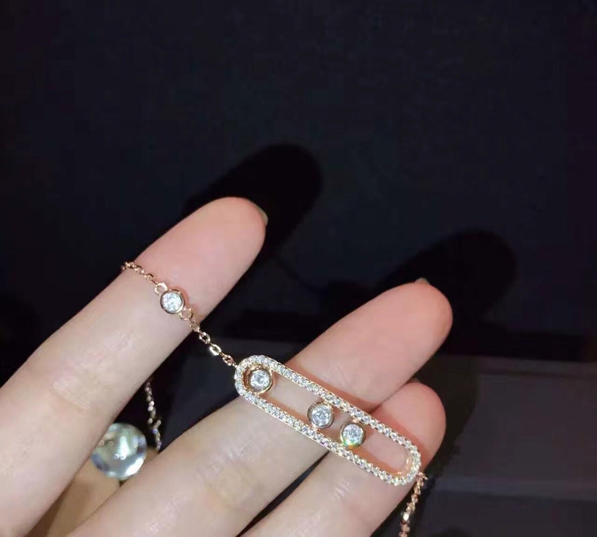 Messika Baby Move Paved Pink Gold Diamond Bracelet