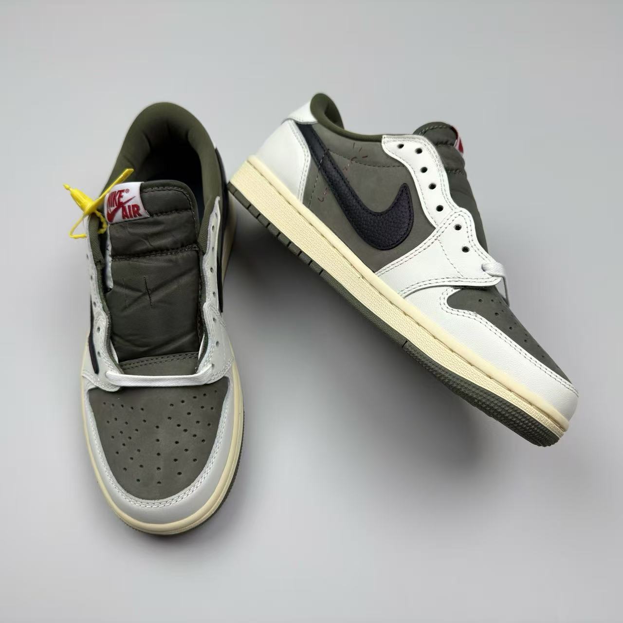 Nike Air Jordan 1 x TS Reverse Olive White Black Leather Suede