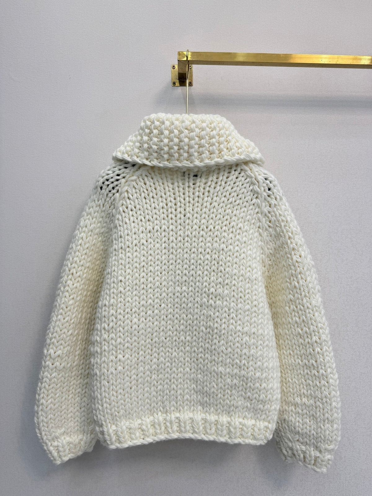 CC 26S Chunky Knit Zip-Up Cardigan Shawl Collar Pockets Cashmere 433509