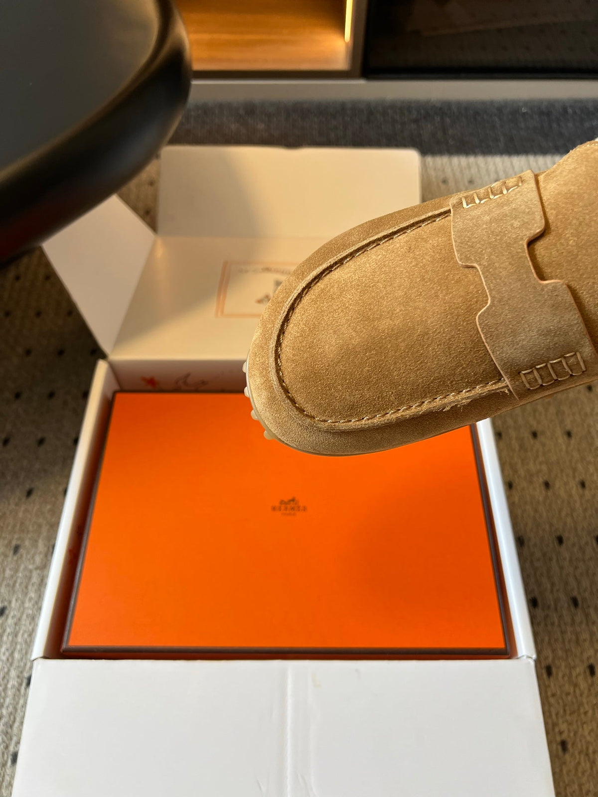 HM 26S Destin Mules Camel Brown Suede