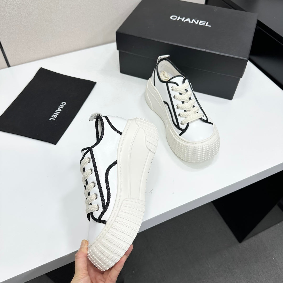 CC 26S Chunky Sneakers in White Calfskin