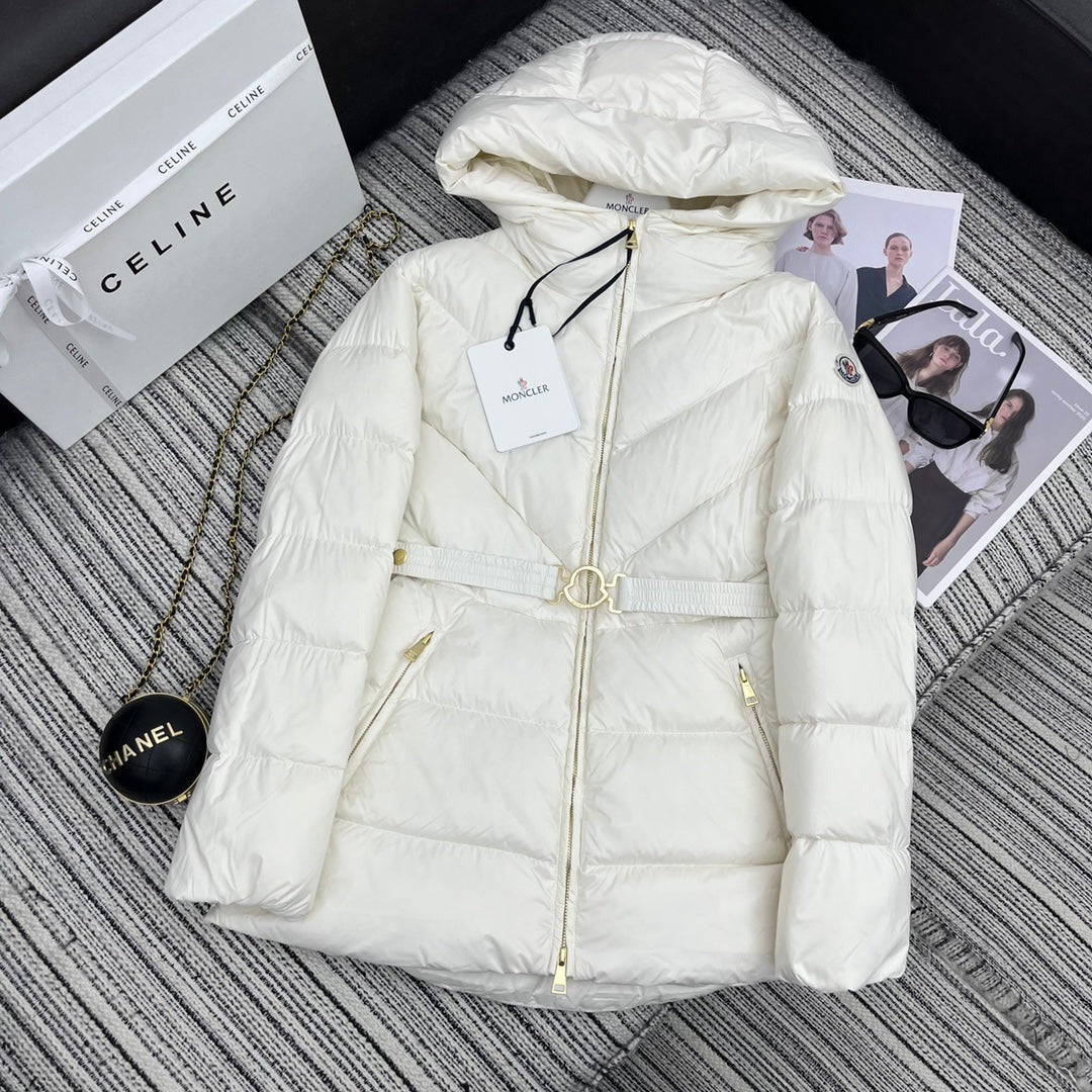 Moncler 2026 Brosse Diagonal-Quilted Hooded Jacket White Down Polyester 260817