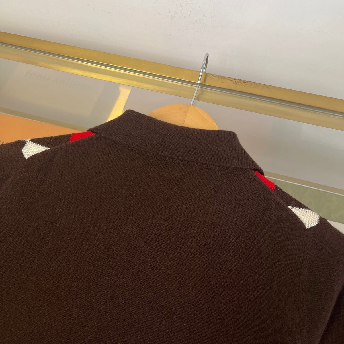 Miumiu 2026 Argyle Pattern Cardigan Dark Brown Cashmere 435392