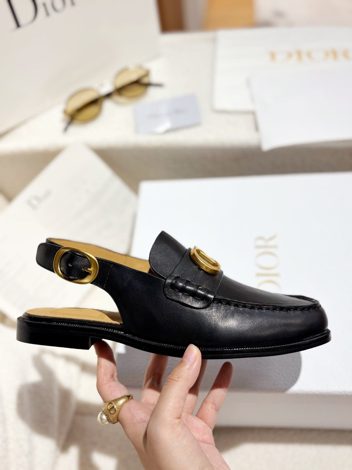 CD Shoes Slingbacks Custom Premium Black Leather 157552