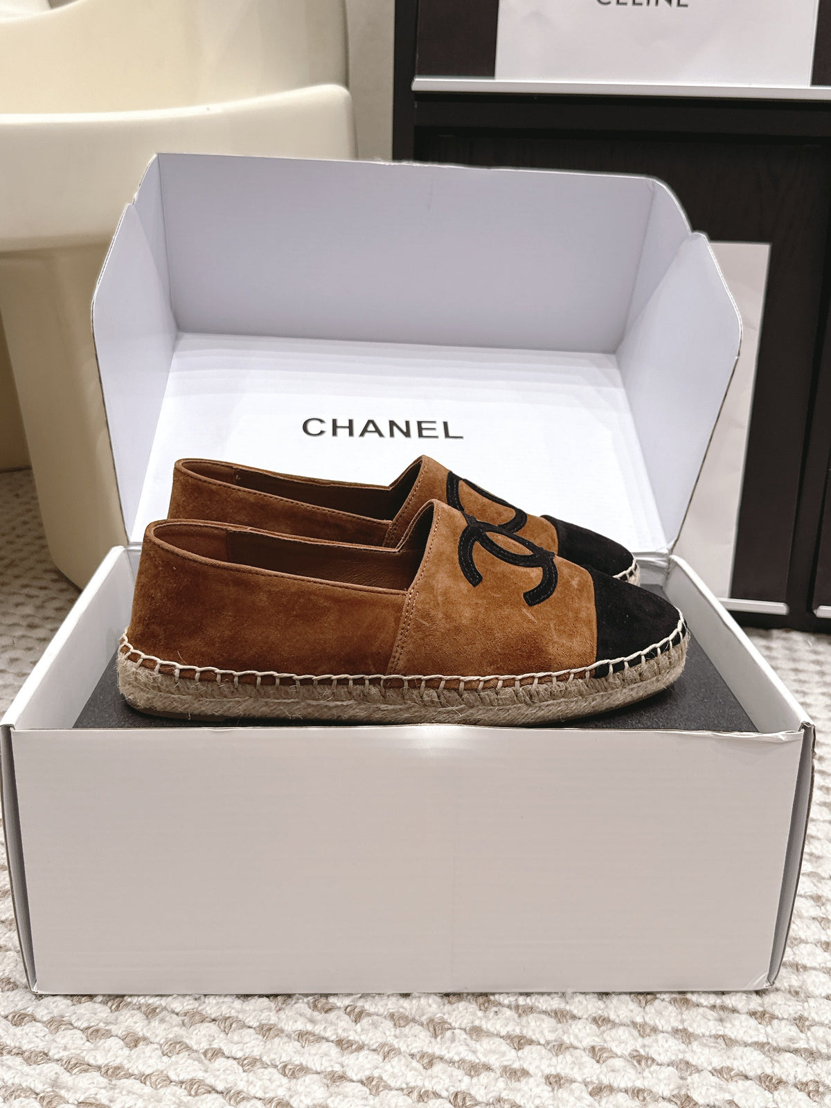 CC 26S Espadrille Slip-Ons in Brown Mix Black Suede