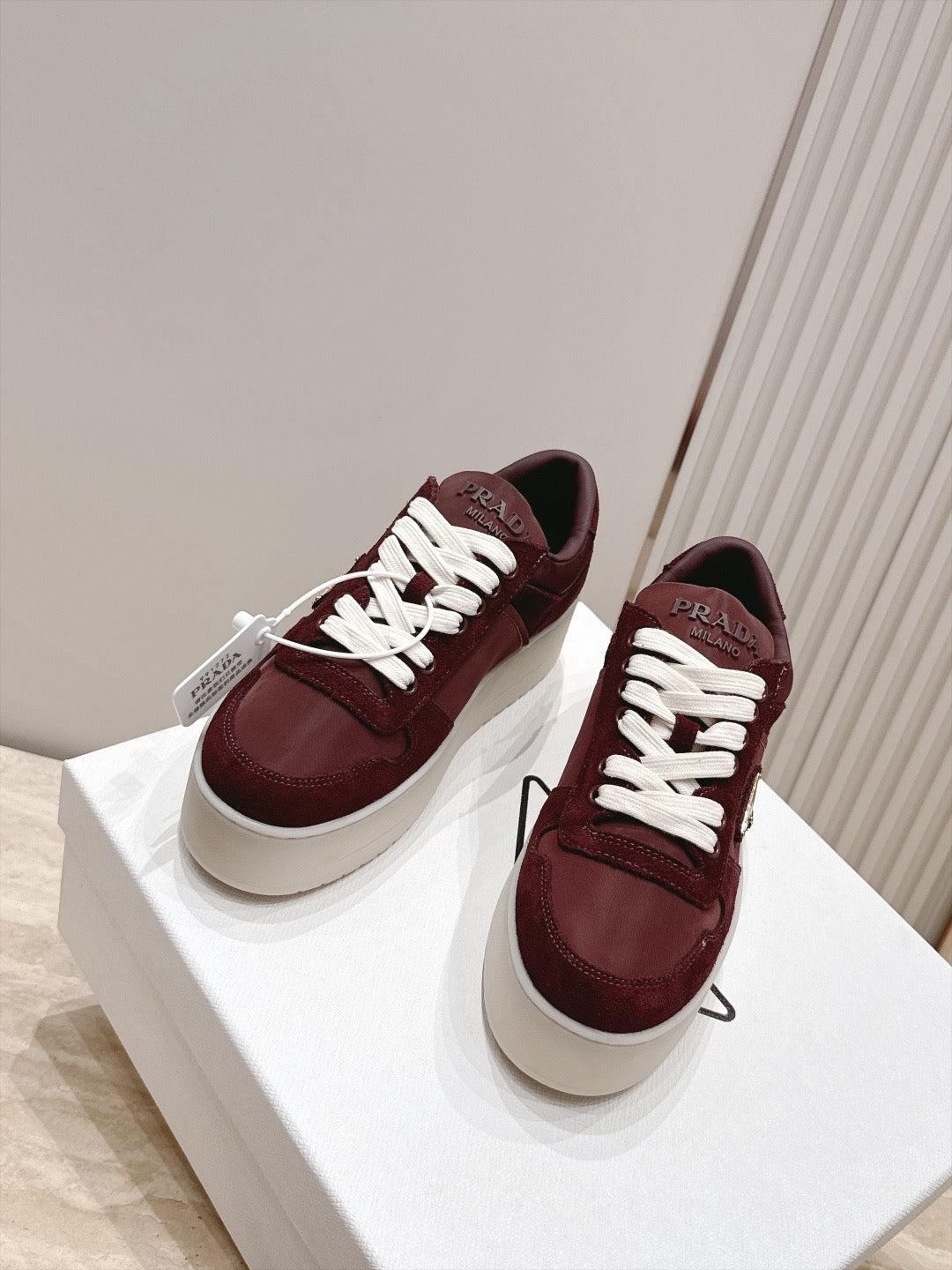 Prad 26s Downtown Sneakers Burgundy Re-Nylon Suede