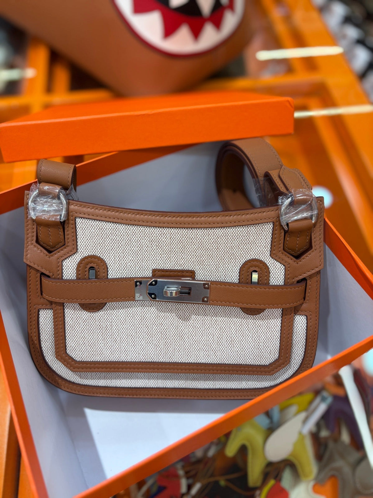 High-end Hermes 2026 Jypsiere Bag 22cm Canvas/Swift Calfskin