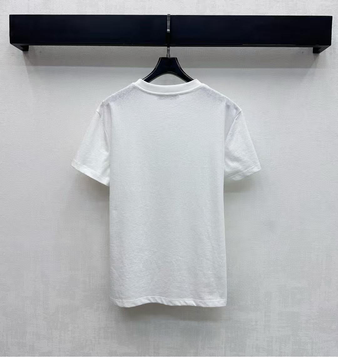 CD Fitted T-Shirt White Cotton Jersey with Green Dior Clover Motif