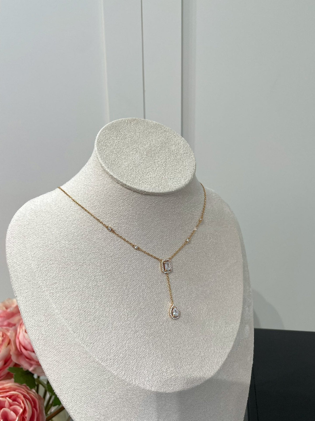 Messika My Twin Diamond Pink Gold Tie Necklace