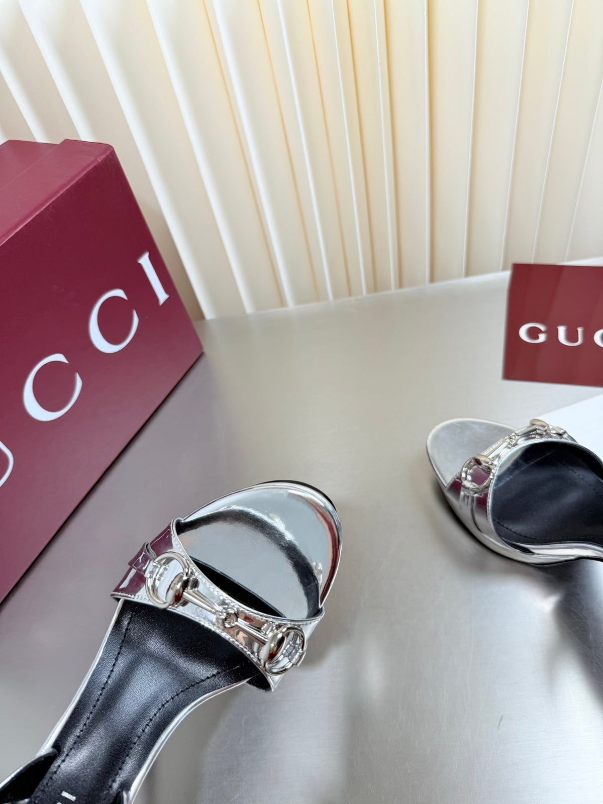 Gucci 26s Slingback Pump 10.5cm Silver Calfskin