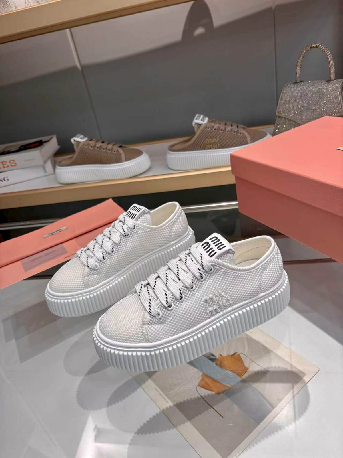 Miumiu 26s Sneaker 45mm White Mesh Fabric