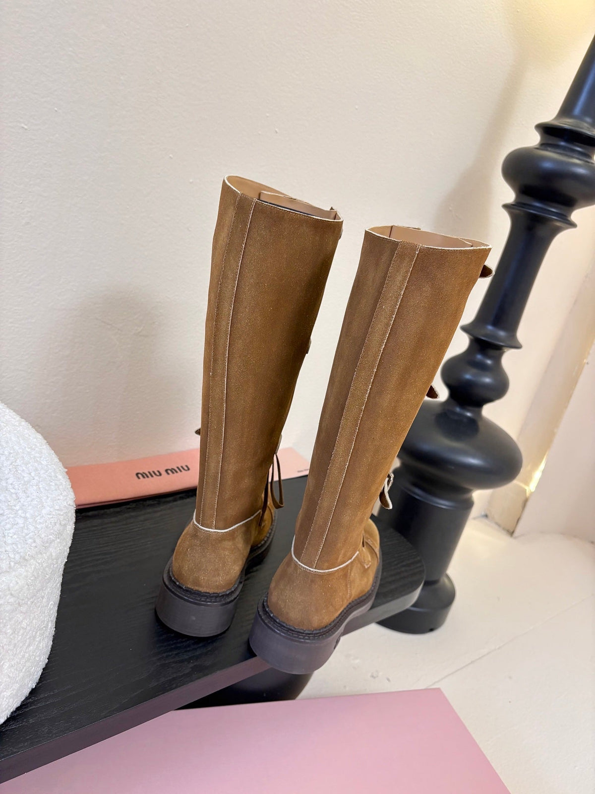 Miumiu 25s Army Boots Brown Suede