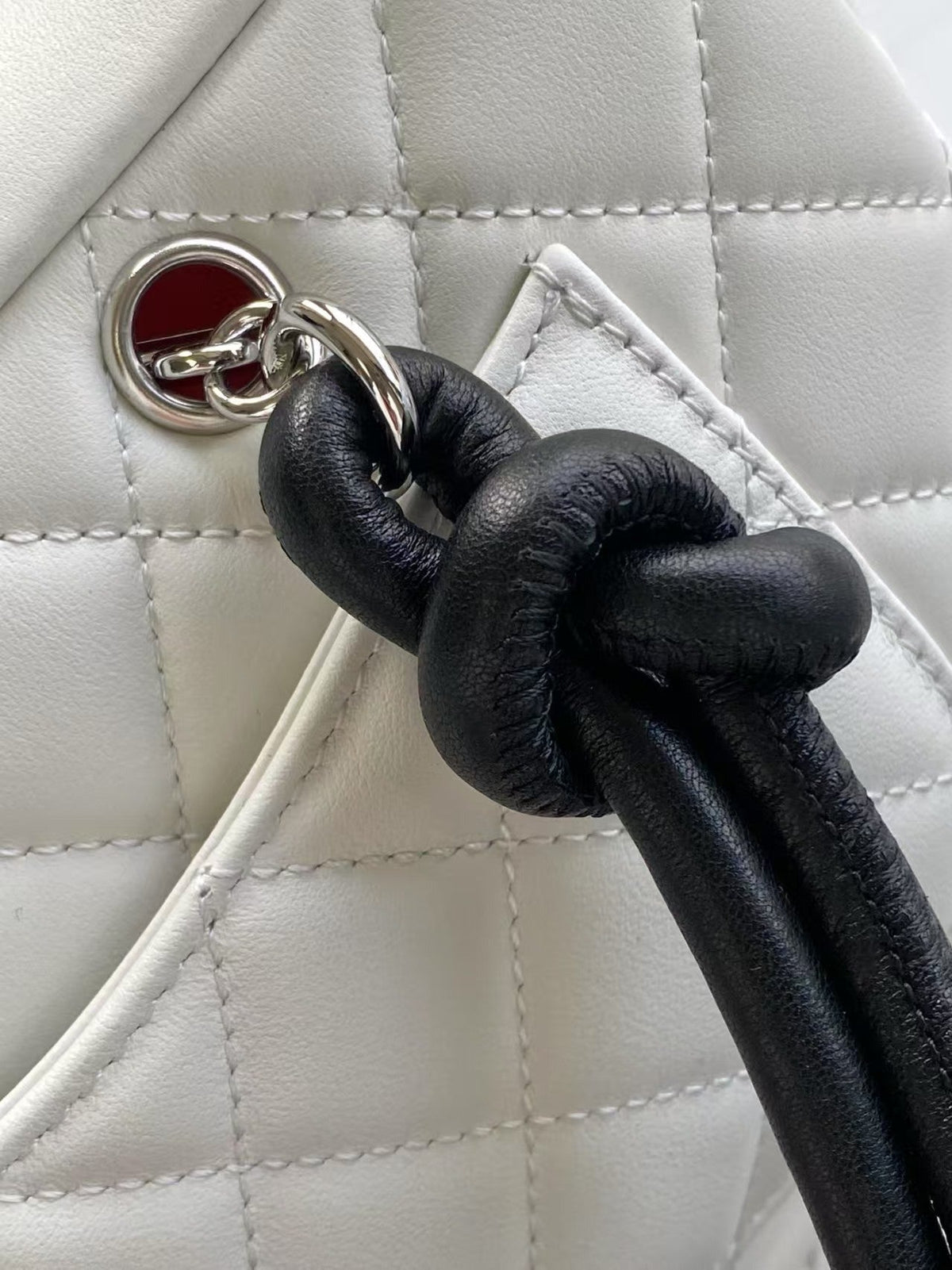 CC Cambon Mini 21cm White Black Logo Lambskin