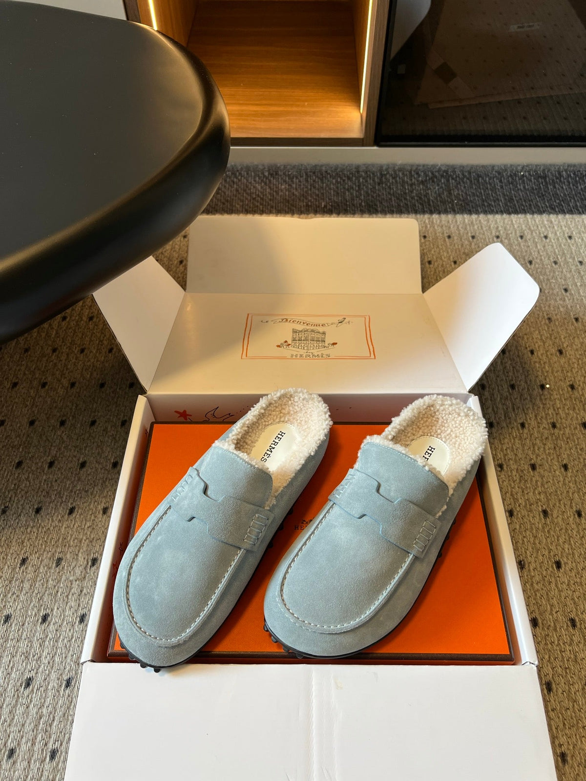 HM 26S Destin Mules Pastel Blue Suede