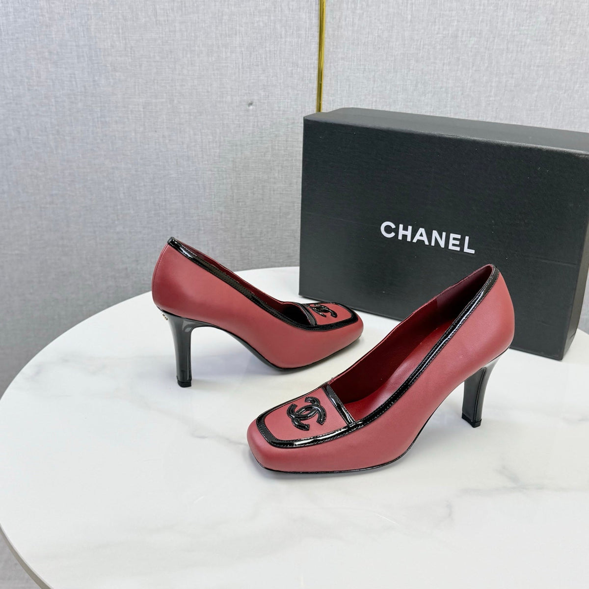 CC 26S Slip-Ons in Red Mix Black Tweed and Patent Calfskin (Copy)