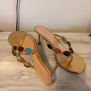 Gianvito Rossi Shanti Thong Sandal Gold Leather