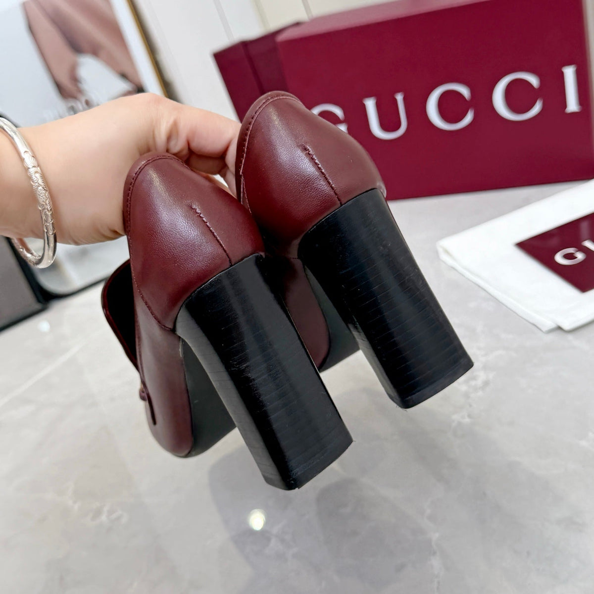 GG 26S Horsebit Loafers 10cm Block Heel Leather 157229