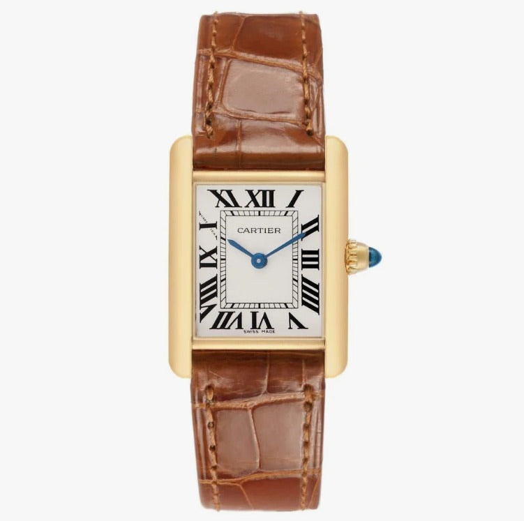 Cartier Tank Louis Gold Case Brown Leather