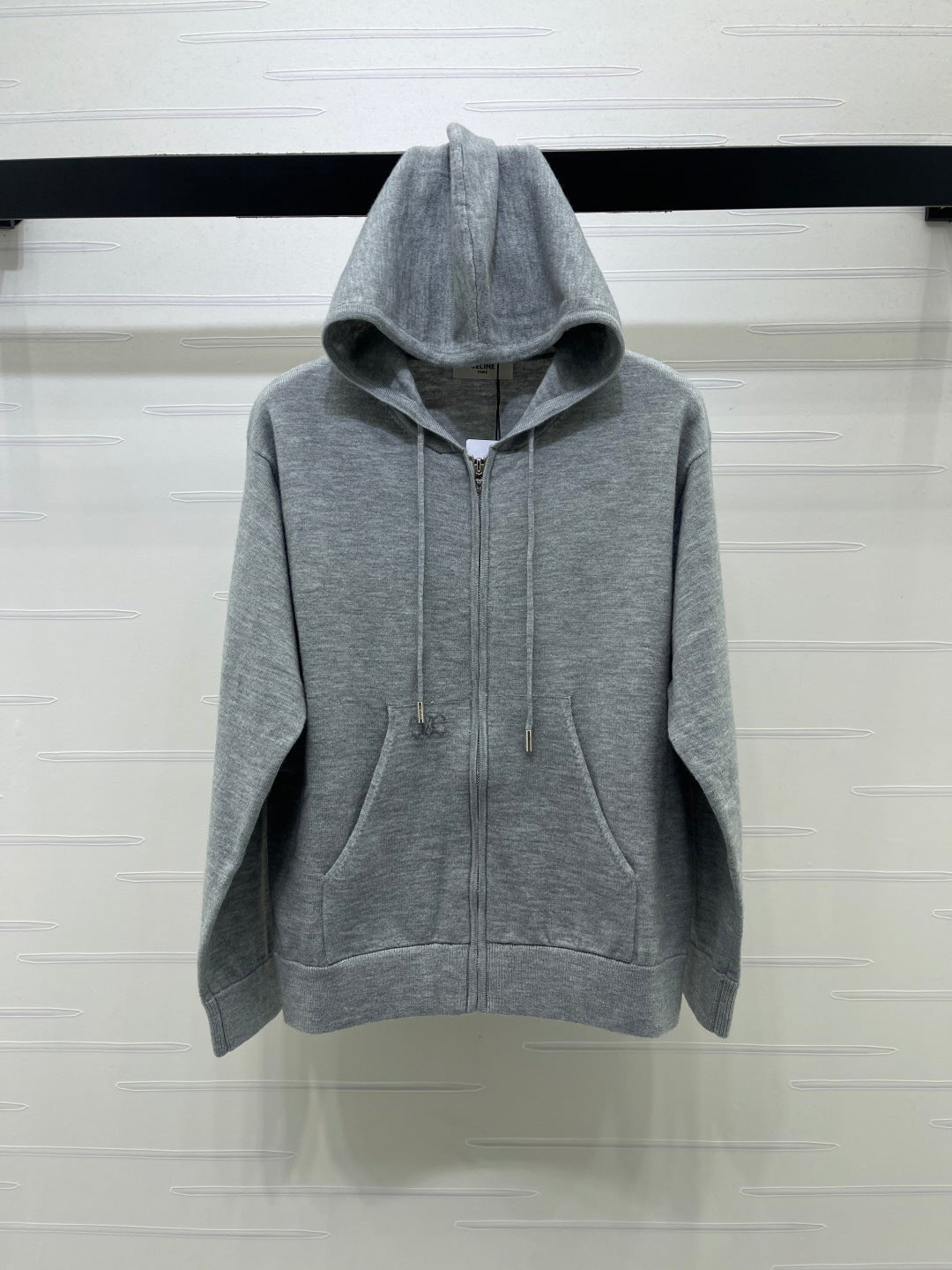 CE 26S Knit Zip-Up Hoodie Embroidered Detail Wool 430311