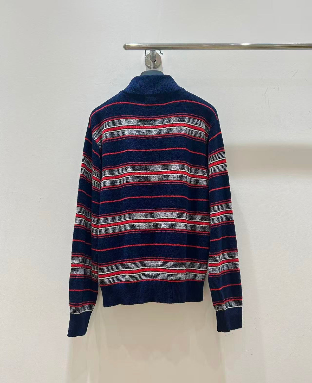 Miu Miu Striped Chenille Half-Zipper Sweater Multicolor Wool