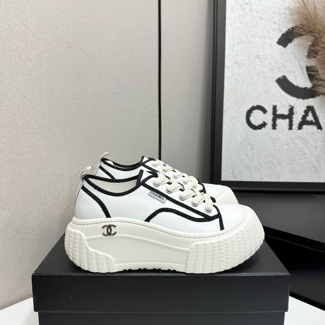 CC 26S Chunky Sneakers in White Calfskin