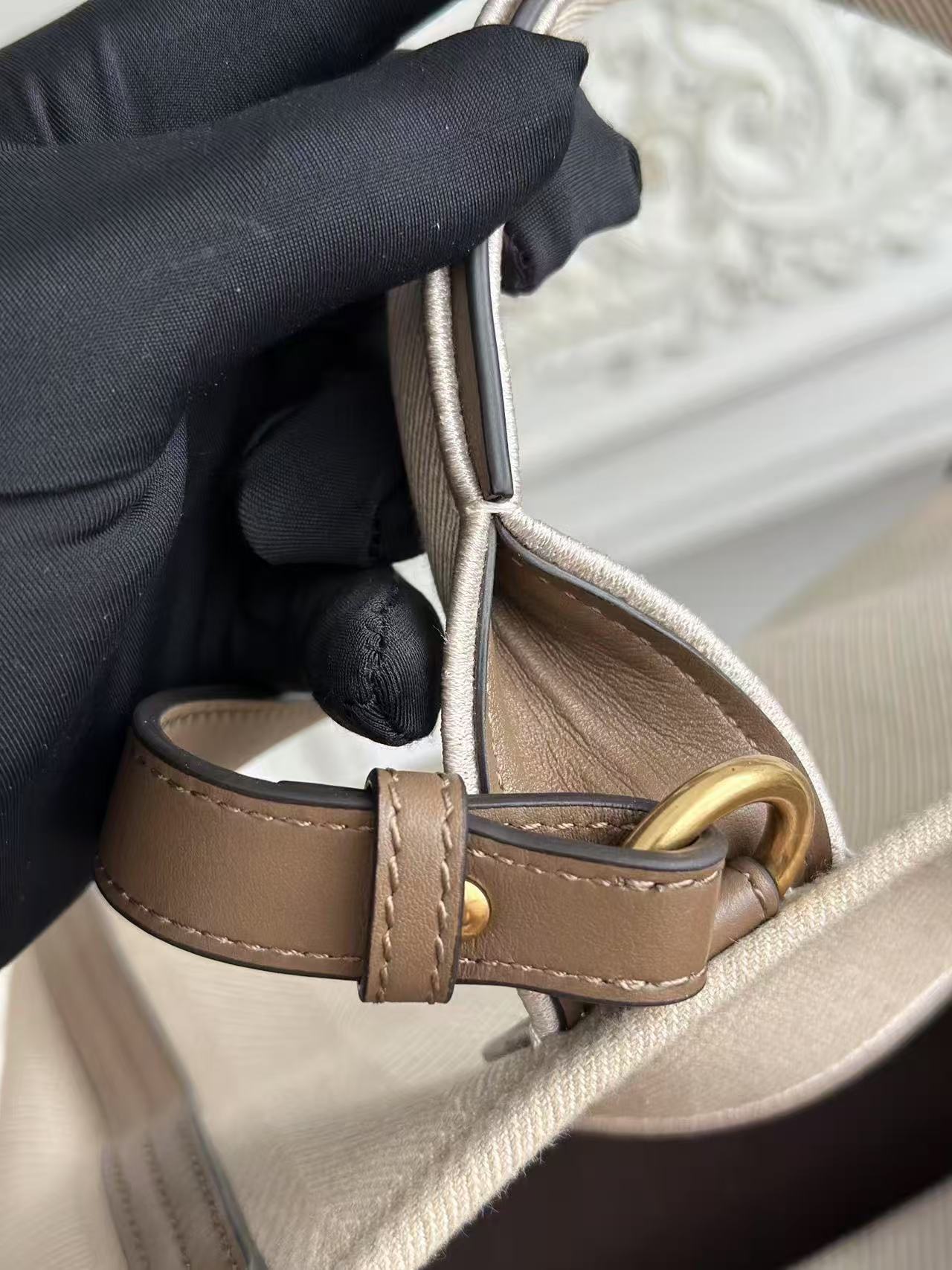 Chloé Carry Tote Bag 25cm Beige Cotton
