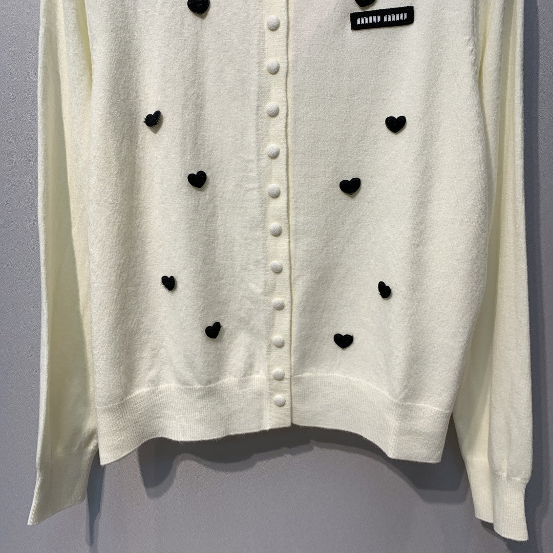 Miumiu 2026 Heart Motifs Cardigan Wool 421231