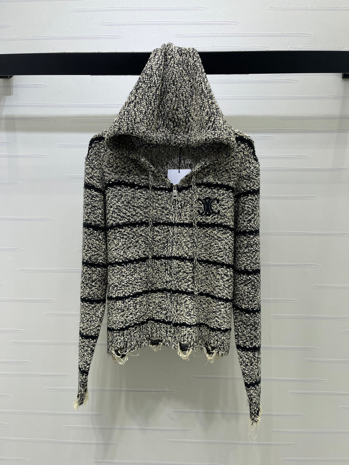 CE 26S Striped Zip-Up Hoodie C Monogram Logo Knit Wool 430309