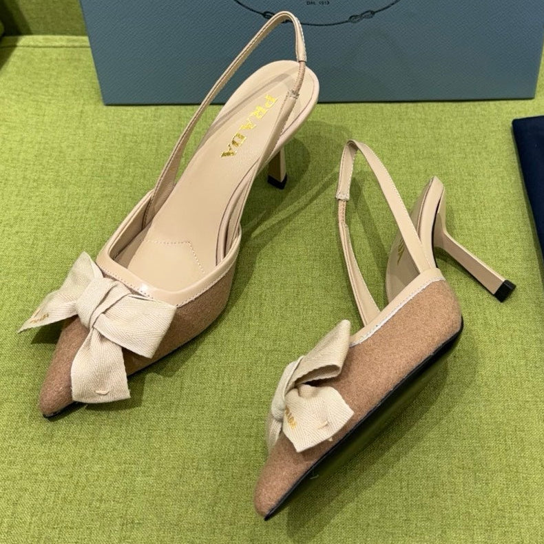 Prada 2026 Bow Detail Slingback 75mm Fabric 148635