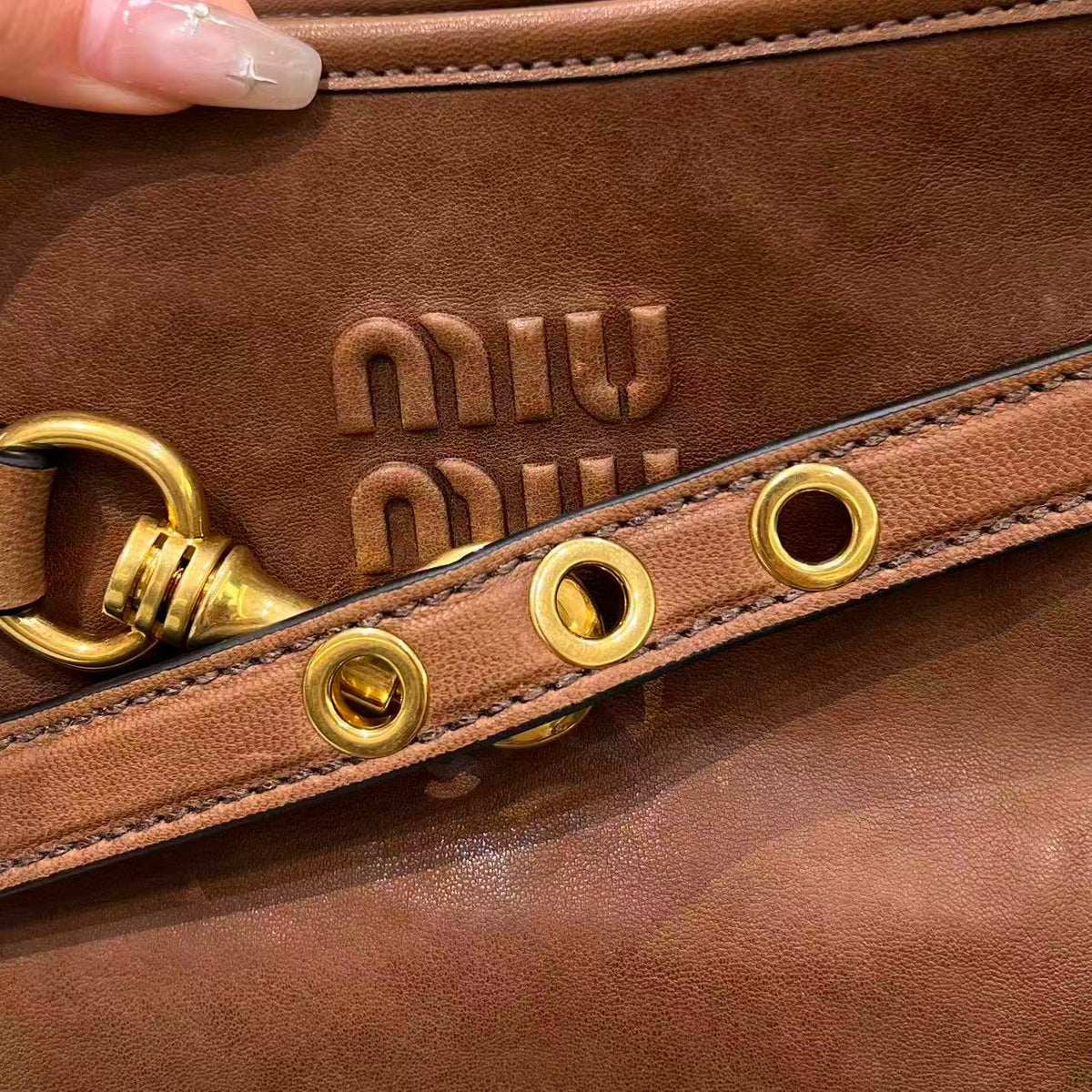 MiuMiu 2026 Aventure Bucket Bag 30cm Brown Leather