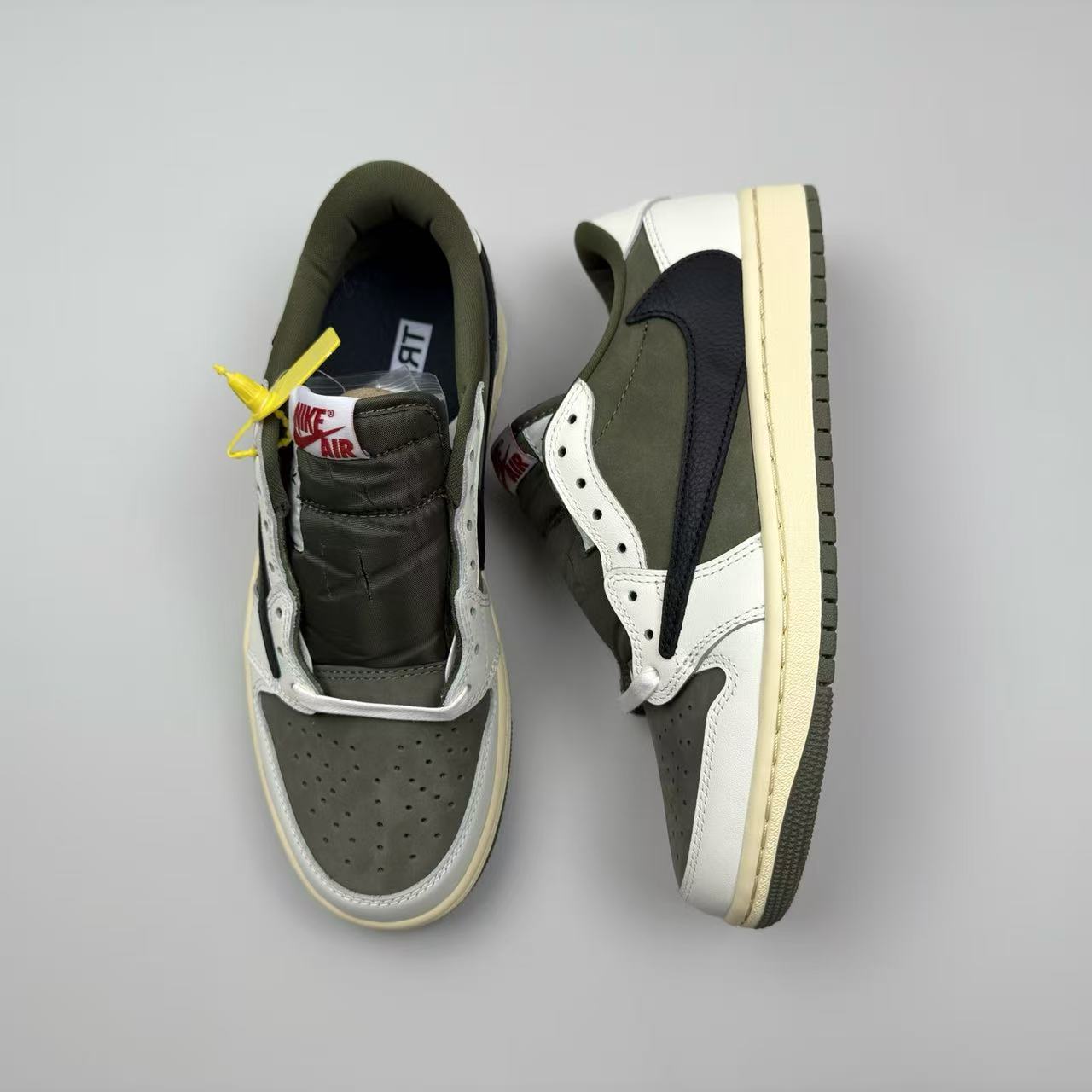 Nike Air Jordan 1 x TS Reverse Olive White Black Leather Suede