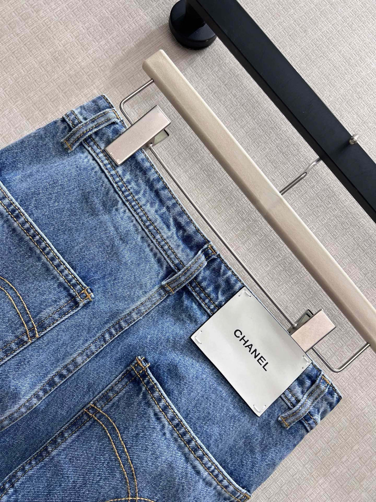 CC 26S High-Waist Wide-Leg Cargo Jeans Contrast Stitching Blue Cotton 437692