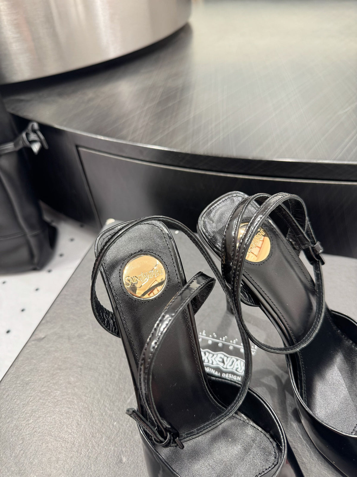 YSL 26S Square-Toe High Heels 105 Mm Black Patent Calfskin