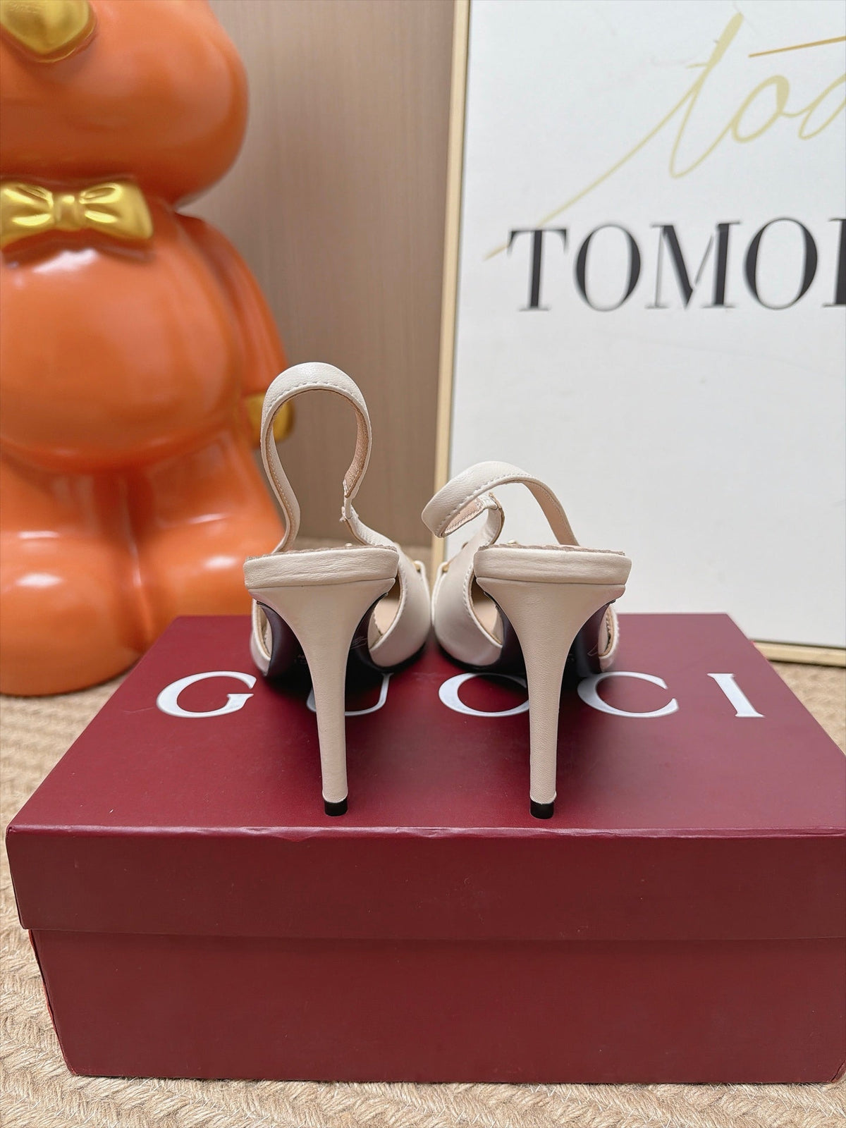 Gucci 26s Slingback Heels 10.5cm Cream White Lambskin