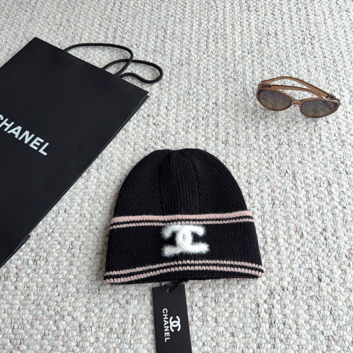 CC 26FW Ribbed Knit Beanie Double C Logo 517951