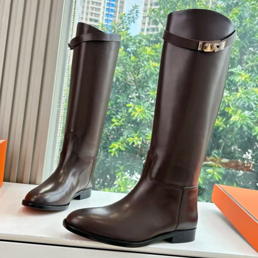 Hermes 2026 Jumping Boots Dark Brown Leather