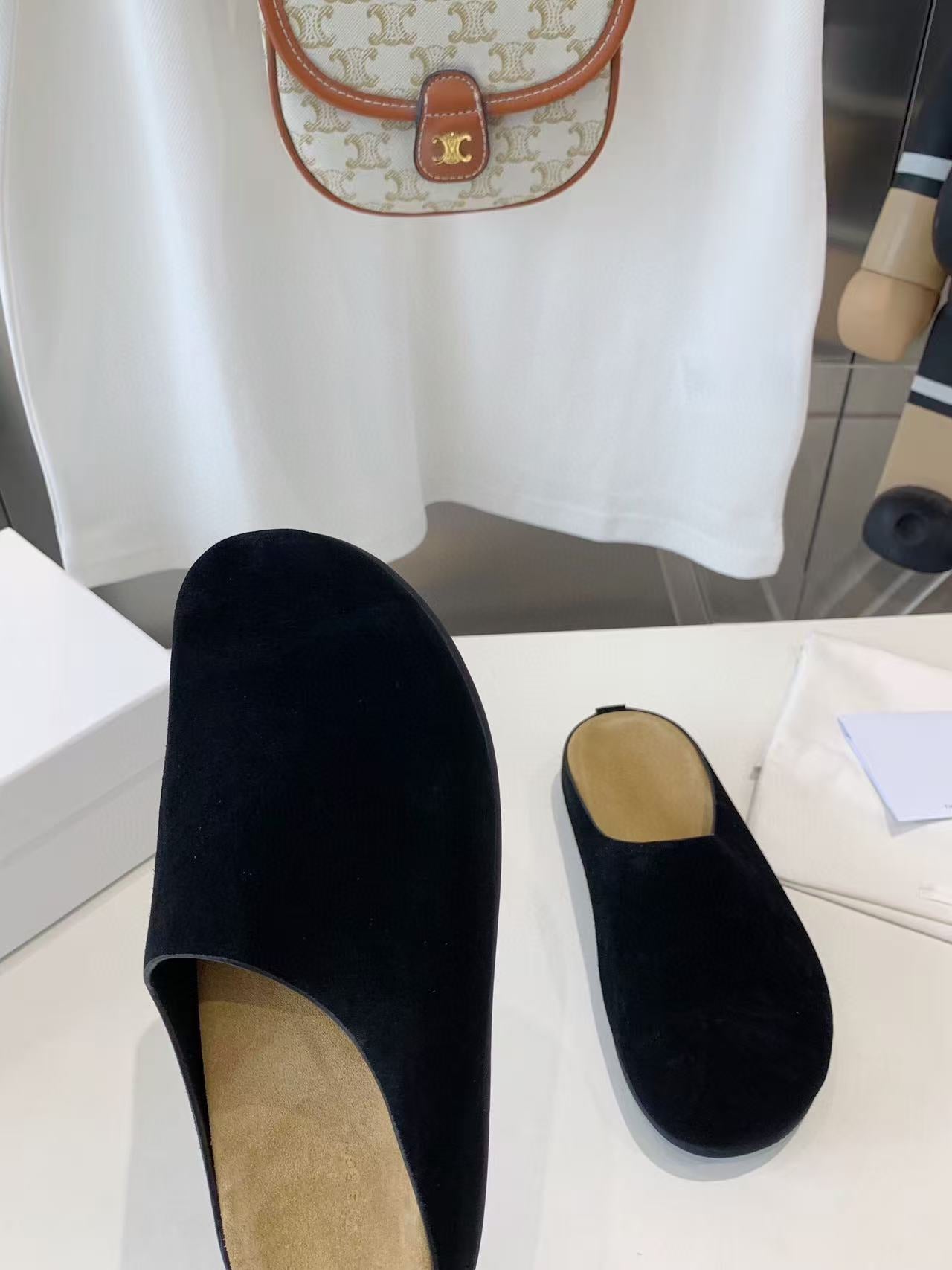 The Row Hugo Mules Black Suede