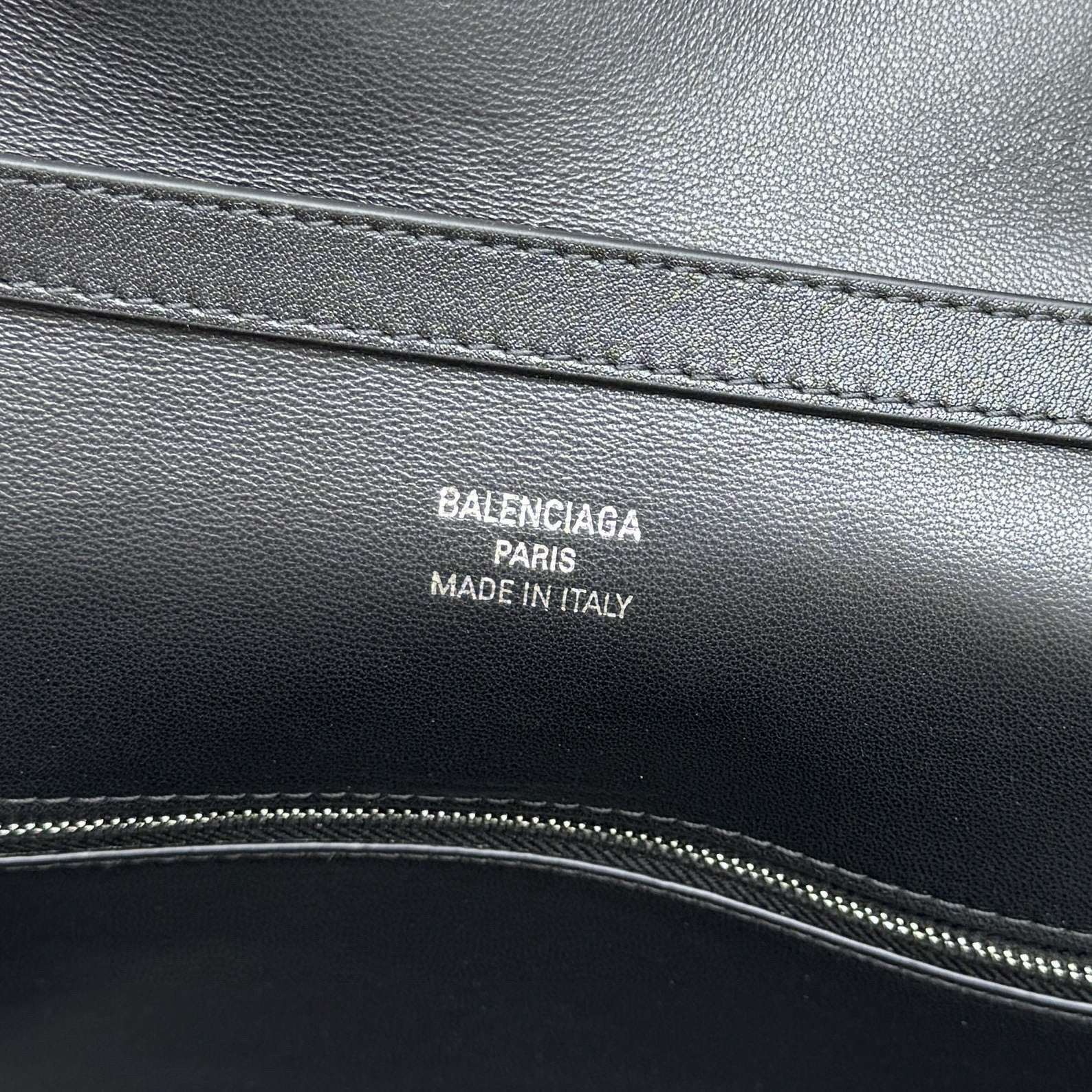 Balencia Tote Bag Black Calfskin Silver Hardware
