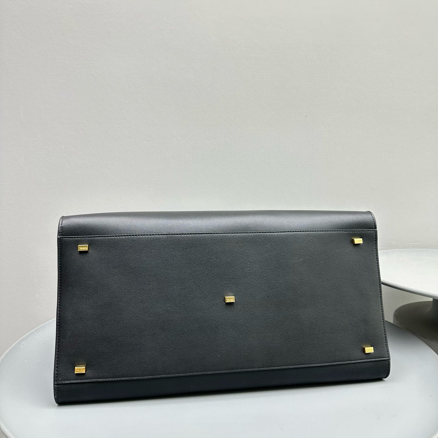 The Row Margaux 17 Black Cowhide